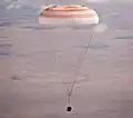 Soyuz TMA-21 with parachute deployed