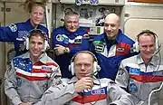 Expedition 37 crew in Zvezda