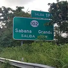 PR-2 west approaching exit 181 to PR-102 in Rayo barrio