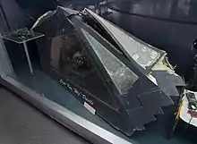 Fragments of the downed F-117 in the Museum of Aviation, Belgrade