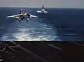 F-8J Crusader landing on Hancock in 1975