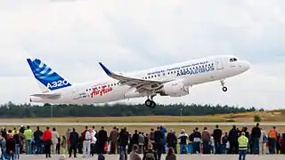 Airbus A320 with newly developed Sharklets