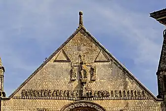Romanesque pediment of the Abbaye Saint-Jouin de Marnes, Saint-Jouin-de-Marnes, Deux-Sèvres, France, unknown architect or sculptors, started in 1095