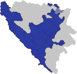 Location of the Federation of Bosnia andHerzegovina (blue) within Bosnia and Herzegovina.a