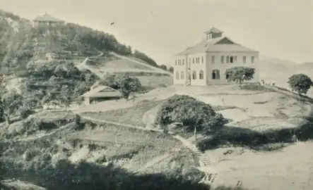 Boys' Boarding School at Chongqing, situated on the hills opposite the city, before 1905.