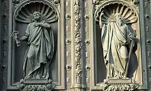 St. Isaac's western doors, detail showing the apostles Peter and Paul
