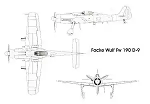 Orthographically projected diagram of the Fw 190 D-9