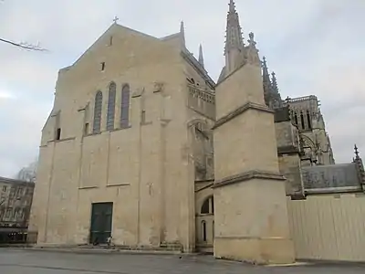 The west front, with its massive buttresses