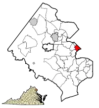 Location of Bailey's Crossroads in Fairfax County, Virginia