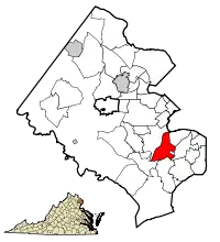 Location of Franconia in Fairfax County, Virginia