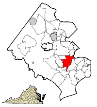 Location of Springfield in Fairfax County, Virginia
