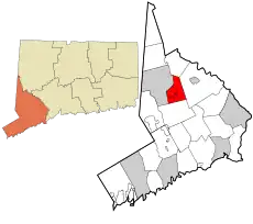 Bethel's location within Fairfield County and Connecticut