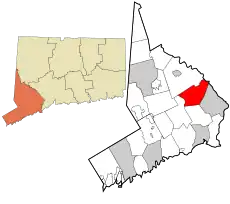 Monroe's location within Fairfield County and Connecticut