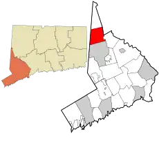 New Fairfield's location within Fairfield County and Connecticut