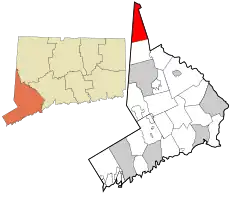 Sherman's location within Fairfield County and Connecticut