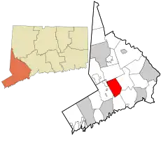 Weston's location within Fairfield County and Connecticut