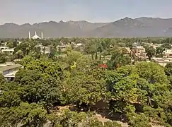 View of Faisal Mosque and Margalla hills from F-7 sector