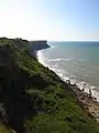 The cliffs along the coast