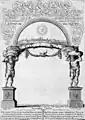 Arcus Gratiae et Pacis, triumphal gate with Atlas and Hercules, built in Danzig in honour of Queen Marie Louise Gonzaga.