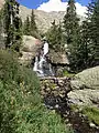 The waterfall at the downstream side of Willow Lake