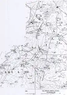 Detail of Falls Map 9 shows EEF attacks from 12 to 14 November and infantry attack on 13 November