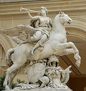 The King's Fame Riding Pegasus; by Antoine Coysevox; 1698–1702; Carrara marble; height: 3.15 m; Louvre