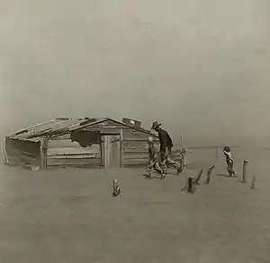 Arthur Rothstein,  A Farmer and His Two Sons During a Dust Storm, Cimarron County, Oklahoma, 1936, photograph considered as an icon of the Dust Bowl