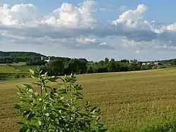 Rolling farmland between the mounds on the north end of Hendren