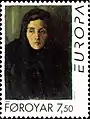 Mykineskona (a woman from Mykines his wife?), 1934, 56*42 cm, National Art Gallery in Tórshavn. Stamp of 1996