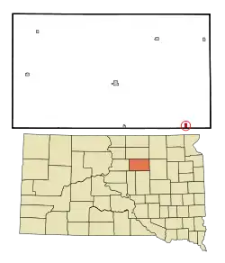 Location in Faulk County and the state of South Dakota