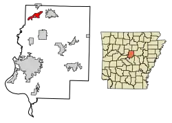 Location of Twin Groves in Faulkner County, Arkansas.