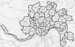 Villages at Roll Hill (red) within Cincinnati, Ohio