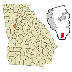 Location in Fayette County and the state of Georgia