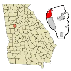 Location in Fayette County and the state of Georgia