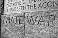 "I hate war" inscription.
