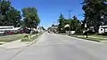 Looking north at the intersection of Market and Vine Streets in Felicity.