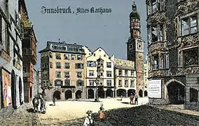 Old town hall (Altes Rathaus) as seen on a postcard from 1934.