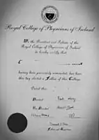 Fellowship diploma of the Royal College of Physicians of Ireland, FRCPI