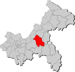 Location of Fengdu County in Chongqing