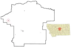 Location of Denton, Montana