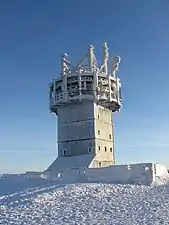 Communications tower on the Schneekopf in winter