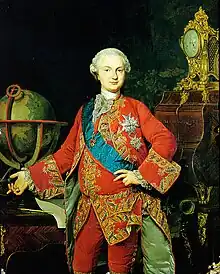 A portrait of Ferdinand (c. 1765-1769). The portrait is formally attributed to Giuseppe Baldrighi, however, it was painted by Pietro Melchiorre Ferrari