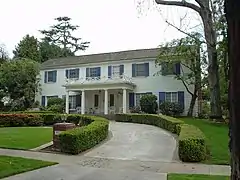 Northeast view of the Los Cerritos house used in the 1986 comedy film Ferris Bueller's Day Off as the Bueller family home.  It also appears in Not Another Teen Movie and Red Dragon.