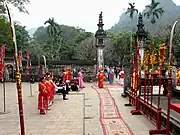 Annual festival of the Đinh and Lê Emperors, ceremony in a courtyard of the temple of Đinh Tiên Hoàng.
