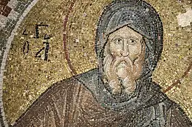 Mosaic of Saint Antony, the desert Father in Pammakaristos Church in Istanbul