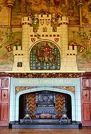 Fireplace in the banqueting hall of Cardiff Castle. Victorian Gothic decor by William Burges, 1873