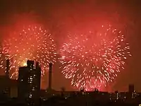 New York City's fireworks display, shown above over the East Village, is sponsored by Macy's and is the largest in the country.