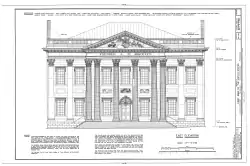 A measured drawing with scale, description of building materials and notes.