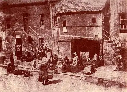 Fishwives in St Andrews bait their lines, 1844.