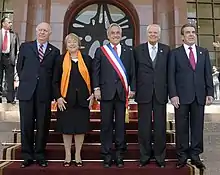 Image 12Five presidents of Chile since Transition to democracy (1990–2022), celebrating the Bicentennial of Chile (from History of Chile)